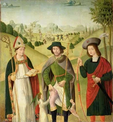 Three Saints: Bishop Saint, St. Roch and St. Sebastian